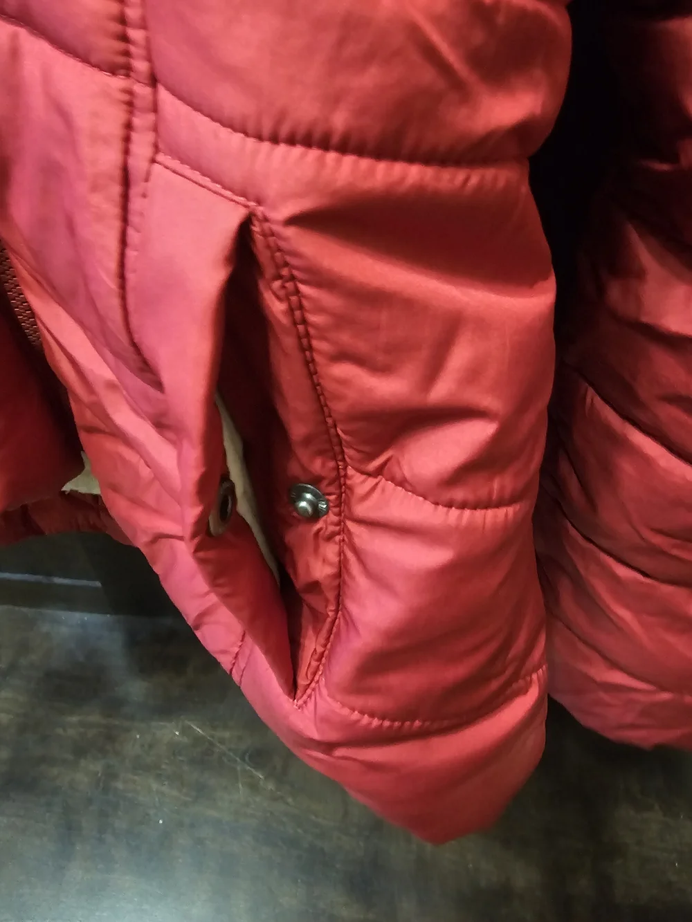 Y2k Hollister Coral-Red Quilted Puffer Jacket with Hood